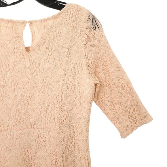 Maeve Anthropologie Pink Lace Floral Dress Size M Round Neck Keyhole Back Lined - Picture 16 of 16